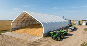 Каркасно тентовый ангар для зерна